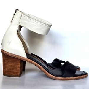 Frye Black and White Leather Sandals